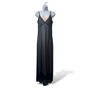 Kookai Sheer Sleeveless Slip Dress Navy XS Parisian Fairy Grunge Goth Scandi